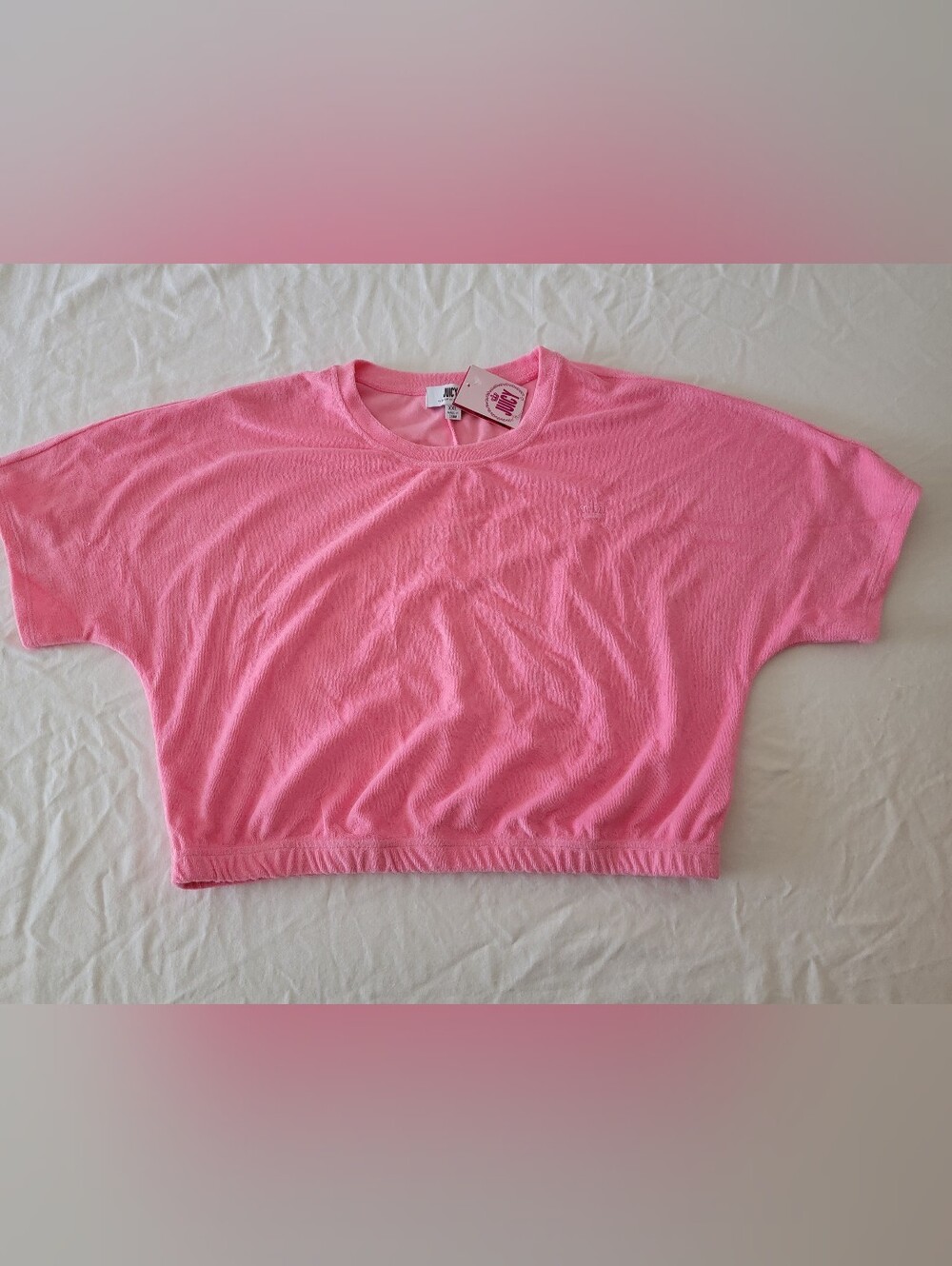Juicy Couture Barbie Pink Cropped Terrycloth Tee Size XXL BNWT!